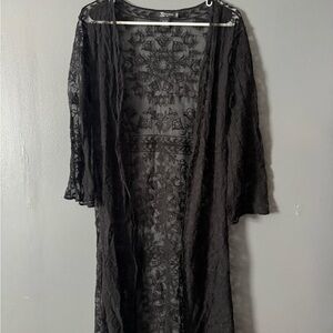 Black Lace Kimono Robe